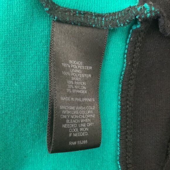 Express Medium Scoop Neck Short Sleeve Black Green Ivory Woman’s Mini Dress Used - Picture 9 of 10